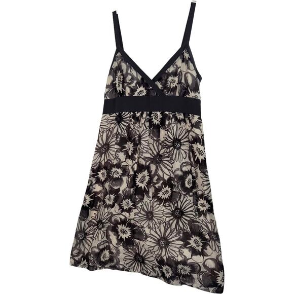 Vince Silk Dress Womens Size 2 Cotton Gray Ivory Floral Empire Waist Slip Cami - Picture 1 of 3